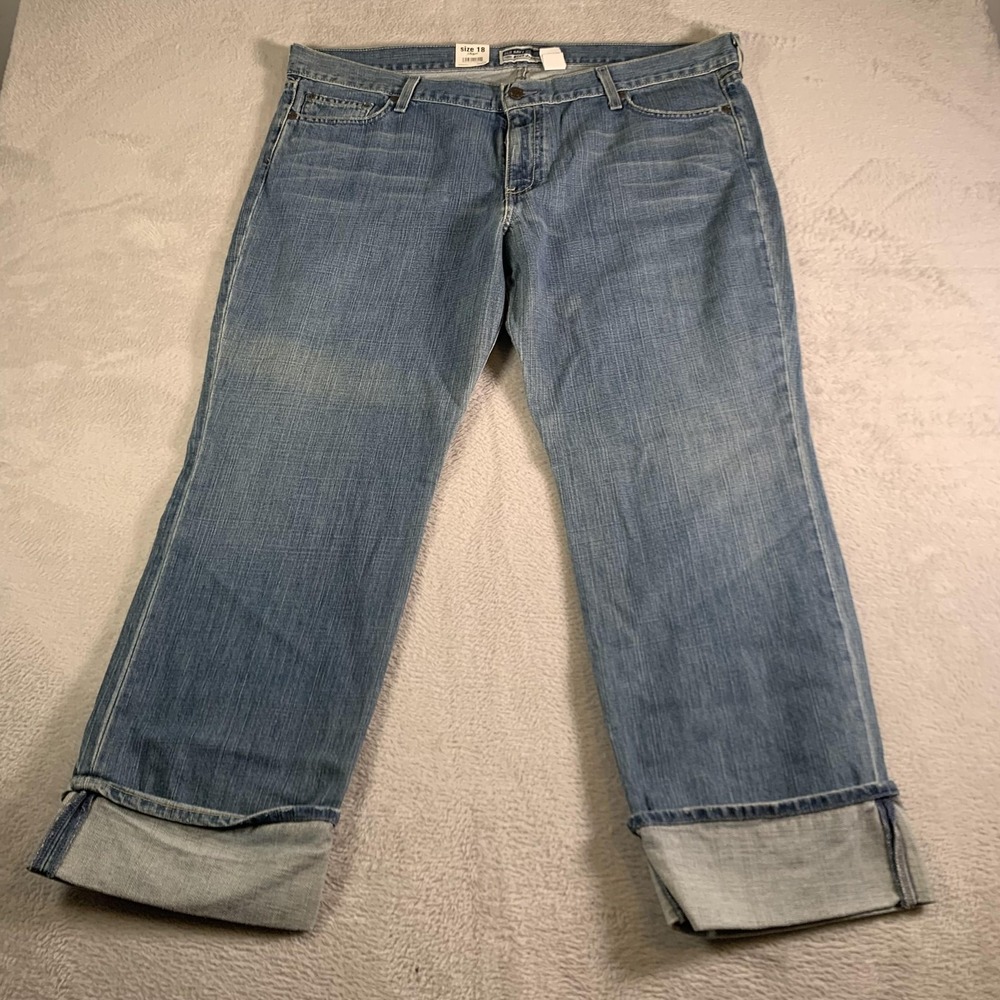 Old Navy Boyfriend Boy-Cut Jeans Womens 18 Short Blue Low‎ Waist Straight NEW
